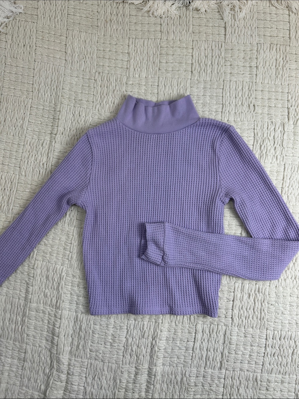 NWOT Aerie Waffle Knit Baby Mock Neck Long Sleeve S Purple